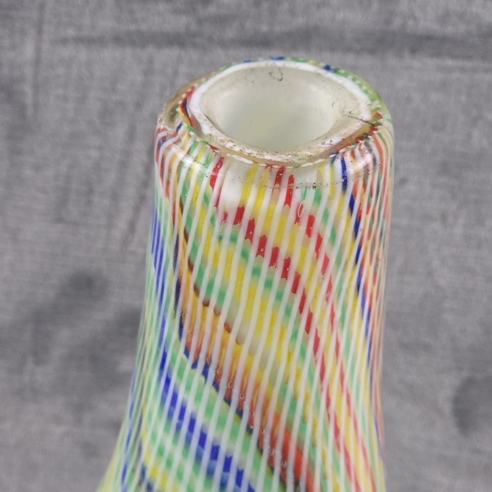 Vintage Murano Style Mid Century Vase Bright Color Lg Swirled Hand blown Glass - Picture 5 of 9